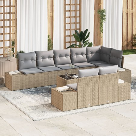 Set de Sofá de Jardín de 9 Piezas con Cojines Negro Poliratán de , Sofás de exterior - Ref: Foro24-3355789, Precio: 715,13 €,...