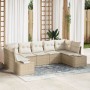 Conjunto de sofá de jardín de 7 piezas con cojines Beige Polyratán de , Sofás de exterior - Ref: Foro24-3355880, Precio: 526,...