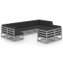 Set de muebles de jardín 9 pzas con cojines madera pino gris de vidaXL, Conjuntos de jardín - Ref: Foro24-3077256, Precio: 87...