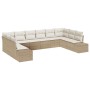 Conjunto de Sofás de Jardín de 10 piezas con Cojines Beige Ratán Poliéster de , Sofás de exterior - Ref: Foro24-3355910, Prec...