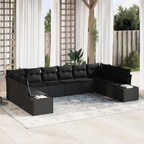 Juego de Sofá de Jardín de 10 Piezas con Cojines Negro Poliratán de , Sofás de exterior - Ref: Foro24-3355912, Precio: 667,30...