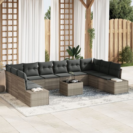 Juego de Sofá de Jardín de 11 Piezas con Cojines Gris Polirratán de , Sofás de exterior - Ref: Foro24-3355921, Precio: 814,98...