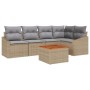 Conjunto de Sofás de Jardín de 6 Piezas con Cojines Beige Ratán Acacia de , Sofás de exterior - Ref: Foro24-3356502, Precio: ...