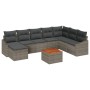 Conjunto de Sofá de Jardín de 9 Piezas con Cojines Gris Polirrátan Acacia de , Sofás de exterior - Ref: Foro24-3356536, Preci...