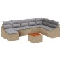 Juego de Sofá de Jardín de 9 Piezas con Cojines Beige Ratán Sintético Acacia de , Sofás de exterior - Ref: Foro24-3356537, Pr...