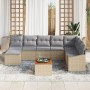 Juego de Sofá de Jardín de 9 Piezas con Cojines Beige Ratán Sintético Acacia de , Sofás de exterior - Ref: Foro24-3356537, Pr...