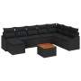 Conjunto de Sofá de Jardín de 9 Piezas con Cojines Negro Poliratán Acacia de , Sofás de exterior - Ref: Foro24-3356539, Preci...