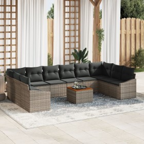 Juego de Sofás de Jardín de 11 Piezas con Cojines Gris Poliratán Acacia de , Sofás de exterior - Ref: Foro24-3356550, Precio:...