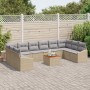 Conjunto de Sofá de Jardín de 11 Piezas con Cojines Beige Poliratan Acacia de , Sofás de exterior - Ref: Foro24-3356551, Prec...