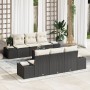 Conjunto de Sofás de Jardín de 7 Piezas con Cojines Negro Ratán Poliéster Acacia de , Sofás de exterior - Ref: Foro24-3356570...