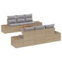 Conjunto de Sofá de Jardín de 7 Piezas con Cojines Beige Poliratán Acacia de , Sofás de exterior - Ref: Foro24-3356572, Preci...