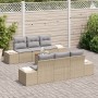 Conjunto de Sofá de Jardín de 7 Piezas con Cojines Beige Poliratán Acacia de , Sofás de exterior - Ref: Foro24-3356572, Preci...