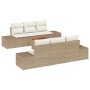 Conjunto de Sofá de Jardín de 7 Piezas con Cojines Beige Poliratán Acacia de , Sofás de exterior - Ref: Foro24-3356573, Preci...