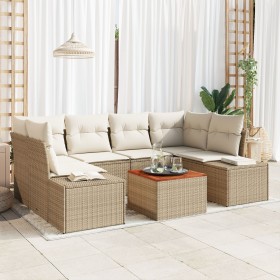 Conjunto de Sofá de Jardín de 7 Piezas con Cojines Beige de Poliratán Acacia de , Sofás de exterior - Ref: Foro24-3356580, Pr...