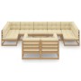 Set de muebles de jardín 10 pzs cojines madera pino marrón miel de vidaXL, Conjuntos de jardín - Ref: Foro24-3077262, Precio:...