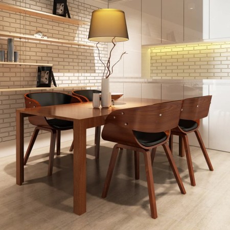 Sillas de comedor 4 uds madera curvada cuero sintético marrón en Sillas de comedor | Comprar online en Foru.es