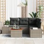Juego de Sofá de Jardín de 5 Piezas con Cojines Gris Poliratán Acacia de , Sofás de exterior - Ref: Foro24-3356620, Precio: 3...