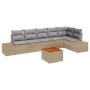 Conjunto de sofá de jardín de 7 piezas con cojines Beige Poliratán Acacia de , Sofás de exterior - Ref: Foro24-3356635, Preci...