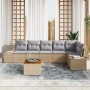 Conjunto de sofá de jardín de 7 piezas con cojines Beige Poliratán Acacia de , Sofás de exterior - Ref: Foro24-3356635, Preci...