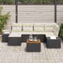 Juego de Sofás de Jardín de 7 Piezas con Cojines Negro Poliratán Acacia de , Sofás de exterior - Ref: Foro24-3356647, Precio:...