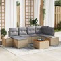 Conjunto de Sofá de Jardín de 7 Piezas con Cojines Beige de Poliratán Acacia de , Sofás de exterior - Ref: Foro24-3356649, Pr...