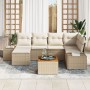 Juego de Sofás de Jardín de 7 Piezas con Cojines Beige Poliratán Acacia de , Sofás de exterior - Ref: Foro24-3356650, Precio:...