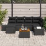 Conjunto de Sofá de Jardín de 7 Piezas con Cojines Negro Poliratán Acacia de , Sofás de exterior - Ref: Foro24-3356651, Preci...