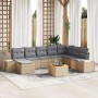 Conjunto de Sofá de Jardín de 9 Piezas con Cojines Beige Poliratán Acacia de , Sofás de exterior - Ref: Foro24-3356663, Preci...