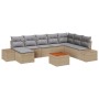Conjunto de Sofá de Jardín de 9 Piezas con Cojines Beige Poliratán Acacia de , Sofás de exterior - Ref: Foro24-3356663, Preci...