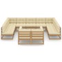 Set de muebles de jardín 12 pzs cojines madera pino marrón miel de vidaXL, Conjuntos de jardín - Ref: Foro24-3077272, Precio:...