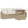 Juego de Sofá de Jardín Conjunto de 5 Beige Ratán, Tejido de Cojín de , Sofás de exterior - Ref: Foro24-3357644, Precio: 423,...