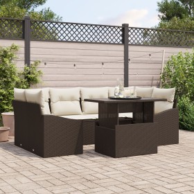Conjunto de Sofá de Jardín Set de 7 Marrón Ratán de , Sofás de exterior - Ref: Foro24-3357671, Precio: 557,85 €, Descuento: %
