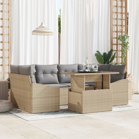 Juego de Sofás de Jardín Conjunto de 7 Beige y Gris de , Sofás de exterior - Ref: Foro24-3357673, Precio: 542,16 €, Descuento: %