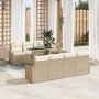 Conjunto de sofá de jardín Conjunto de 8 Beige, Blanco Ratán, Tela de , Sofás de exterior - Ref: Foro24-3357684, Precio: 642,...