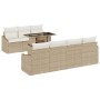 Conjunto de sofá de jardín Conjunto de 8 Beige, Blanco Ratán, Tela de , Sofás de exterior - Ref: Foro24-3357684, Precio: 642,...
