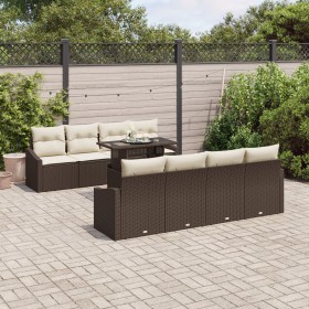 Juego de Sofás de Jardín Conjunto de 7 Marrón y Crema de , Sofás de exterior - Ref: Foro24-3357701, Precio: 532,34 €, Descuen...