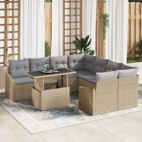 Conjunto de Sofás de Jardín 9 Piezas Marrón Claro y Gris de , Sofás de exterior - Ref: Foro24-3357713, Precio: 675,56 €, Desc...