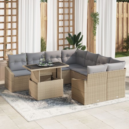 Conjunto de Sofás de Jardín 9 Piezas Marrón Claro y Gris de , Sofás de exterior - Ref: Foro24-3357713, Precio: 675,56 €, Desc...