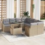 Conjunto de Sofás de Jardín 9 Piezas Marrón Claro y Gris de , Sofás de exterior - Ref: Foro24-3357713, Precio: 675,56 €, Desc...