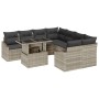 Conjunto de Sofá de Jardín Set de 9 Beige Ratán, vidrio, tela de , Sofás de exterior - Ref: Foro24-3357715, Precio: 695,52 €,...