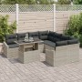 Conjunto de Sofá de Jardín Set de 9 Beige Ratán, vidrio, tela de , Sofás de exterior - Ref: Foro24-3357715, Precio: 695,52 €,...