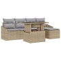 Juego de Sofá de Jardín de 6 Piezas con Cojines Beige Ratán Sintético de , Sofás de exterior - Ref: Foro24-3357723, Precio: 4...