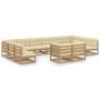 Set de muebles de jardín 12 pzs cojines madera pino marrón miel de vidaXL, Conjuntos de jardín - Ref: Foro24-3077277, Precio:...
