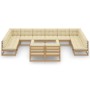 Set de muebles de jardín 12 pzs cojines madera pino marrón miel de vidaXL, Conjuntos de jardín - Ref: Foro24-3077277, Precio:...