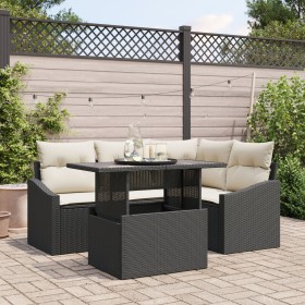 Juego de Sofá de Jardín Conjunto de 5 Negro Ratán de , Sofás de exterior - Ref: Foro24-3357730, Precio: 401,12 €, Descuento: %