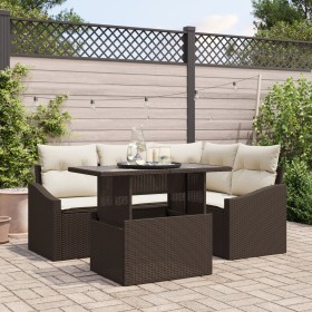 Conjunto de Sofá de Jardín Juego de 5 Marrón Ratán de , Sofás de exterior - Ref: Foro24-3357731, Precio: 422,74 €, Descuento: %