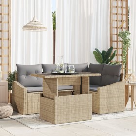 Set de Sofá de Jardín Conjunto de 5 Beige, Gris Ratán, Poliéster de , Sofás de exterior - Ref: Foro24-3357733, Precio: 425,74...