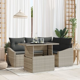 Set de Sofá de Jardín Conjunto de 5 Beige Ratán, Poliéster de , Sofás de exterior - Ref: Foro24-3357735, Precio: 428,09 €, De...