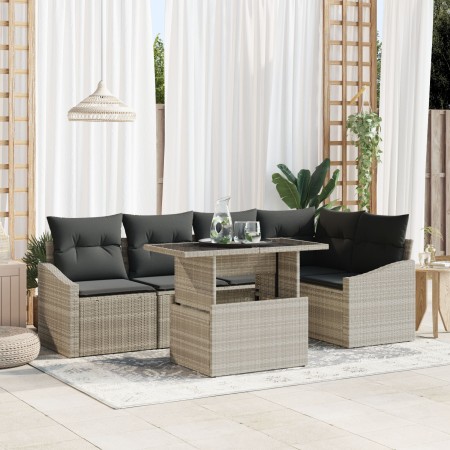 Juego de Sofá de Jardín Conjunto de 6 Beige Ratán de , Sofás de exterior - Ref: Foro24-3357745, Precio: 494,41 €, Descuento: %