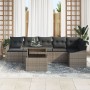 Set de Sofá de Jardín de 7 Piezas con Cojines Gris Ratán Poliéster de , Sofás de exterior - Ref: Foro24-3357752, Precio: 513,...